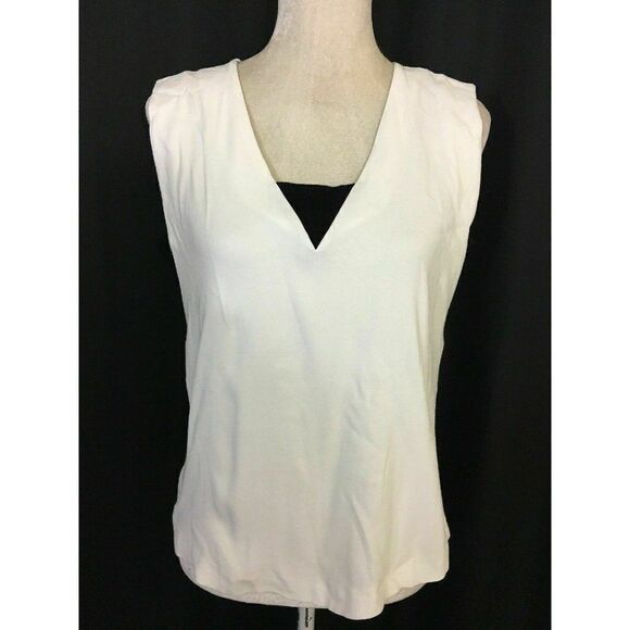 Zara Womens Black White Tank Top Work Career Medium - Picture 1 of 5